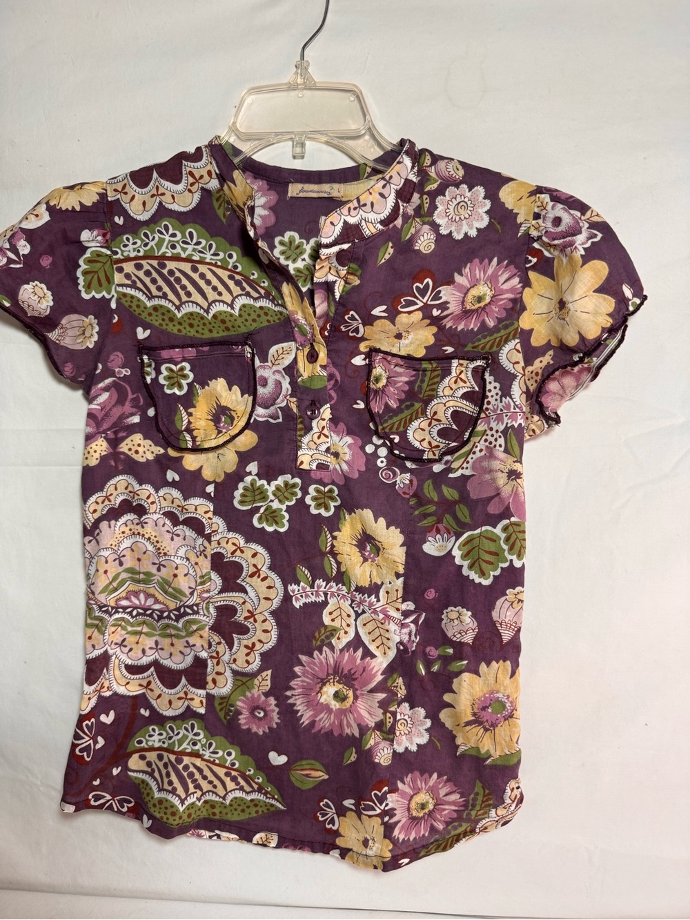 Y2K Stradivarius Purple Floral Boho Chic Top (Tagged L, Fits like S)